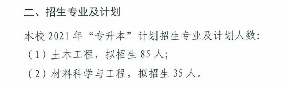 2021年湖南科技大學專升本招生計劃