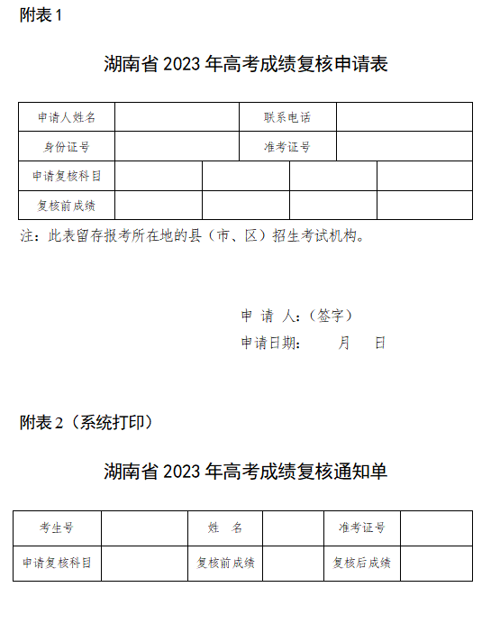 關于印發《湖南省2023年普通高等學校招生全國統一考試成績復核實施辦法》的通知